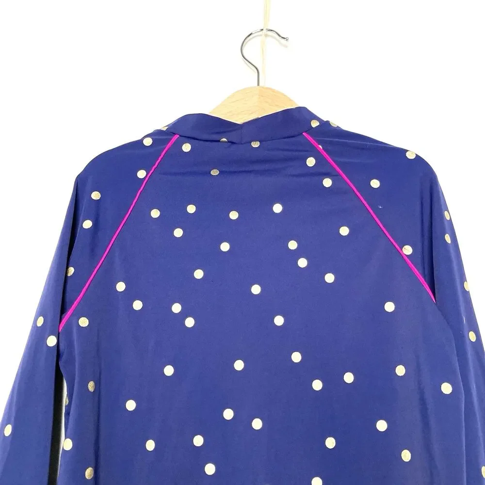 Boden Rash Guard Girls 9-10Y Navy Blue Gold Polka Dot UPF 40+ Swimsuit Set